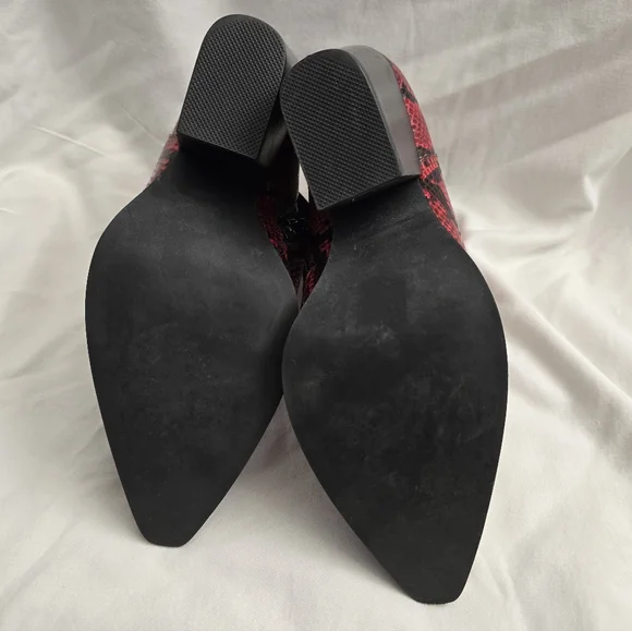Jeffrey Campbell Red Snakeskin Print Boots/Booties - Picture 8 of 10